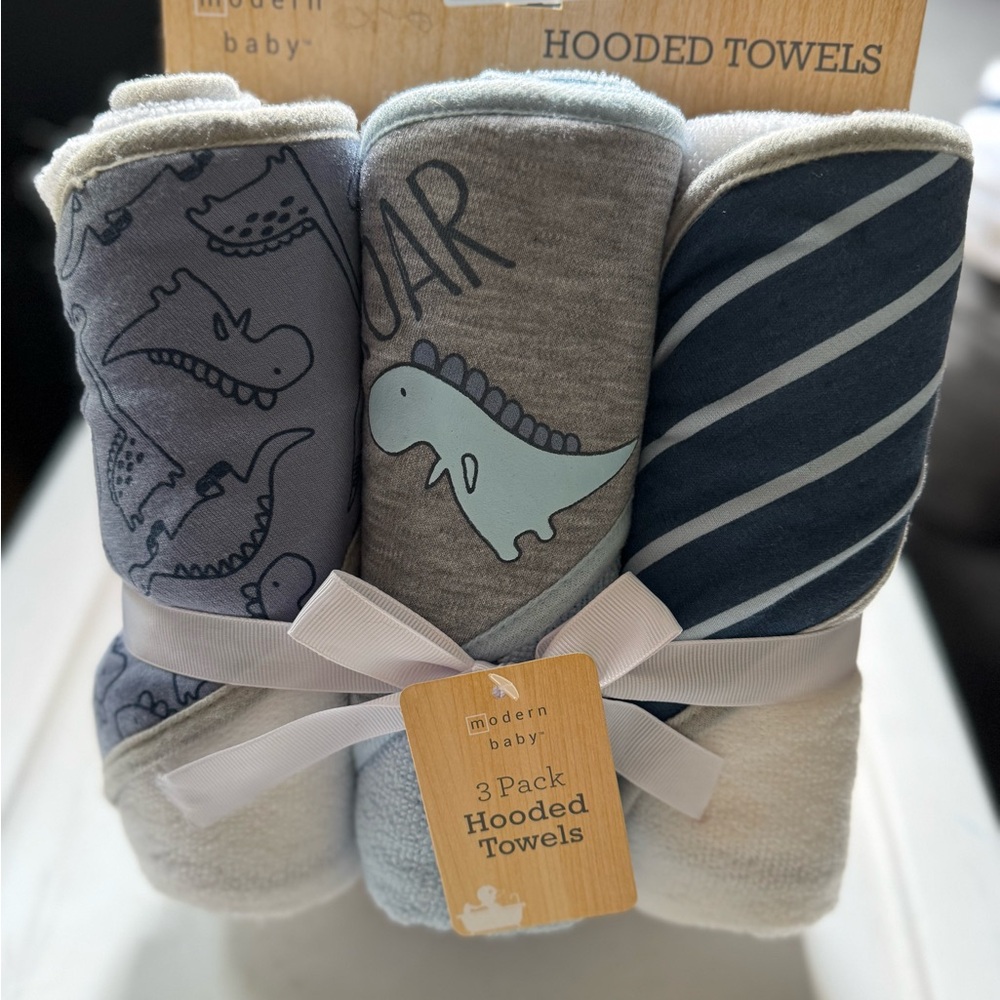 Blue and Gray Hooded Towels - 3 Pack